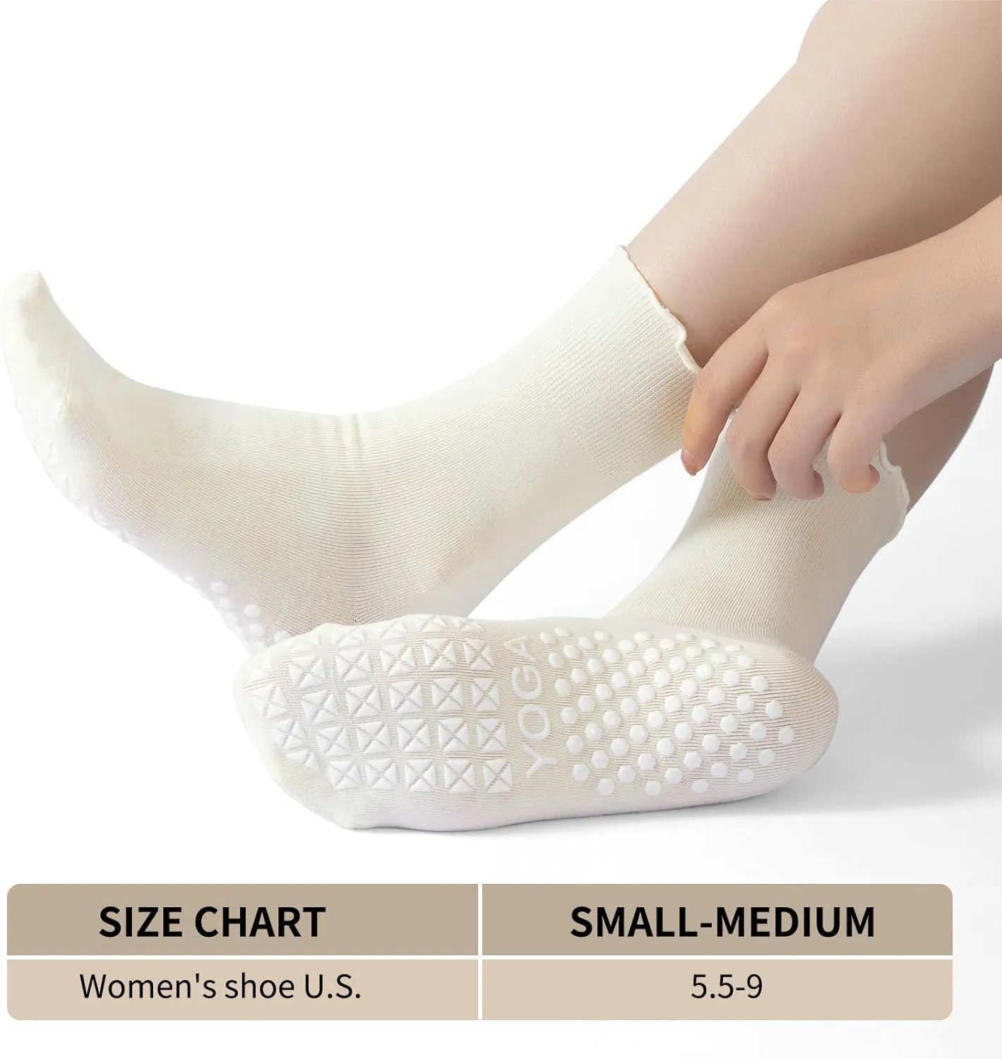 3 Pairs Pilates Socks for Women, Non-slip Grips Yoga Socks Ruffle Cuff for Ballet Barefoot Workout Socks