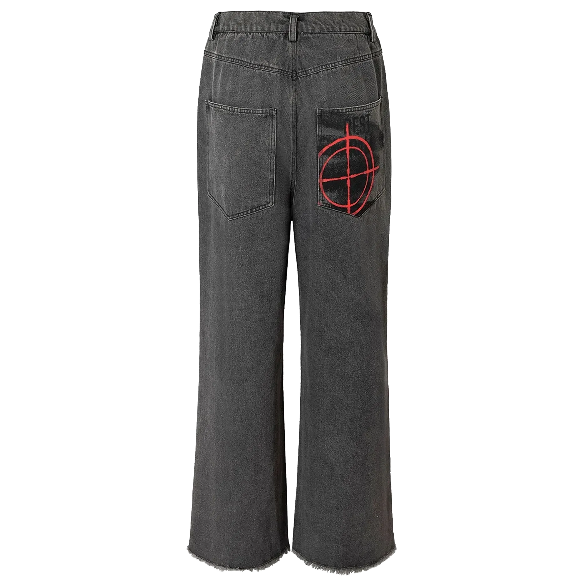 'Aim' Retro Wash Gray Denim Jeans with Custom Patching
