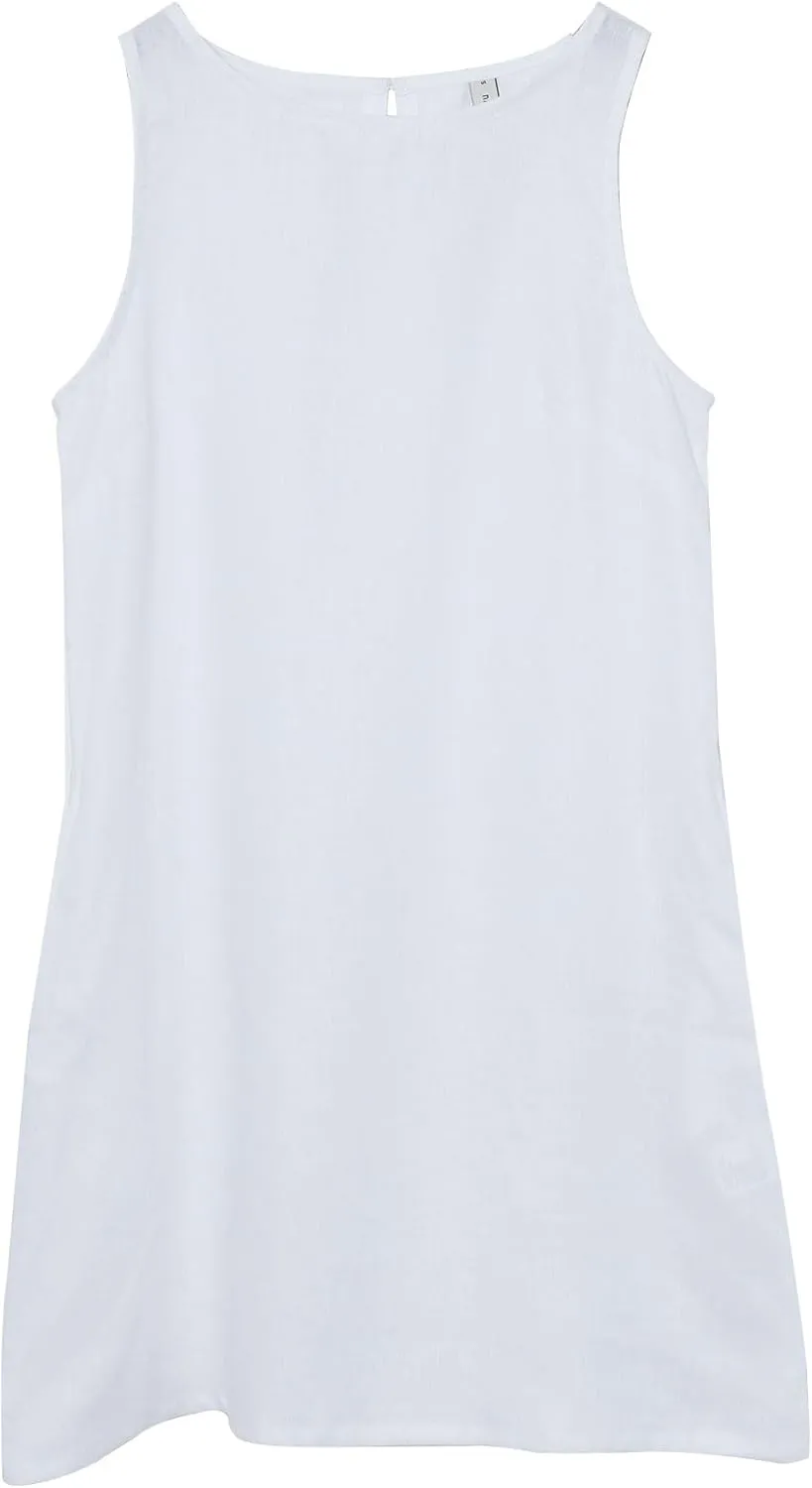 Amazhiyu Women's 100% Linen Summer Casual Sleeveless Crewneck Tank Mini Dresses