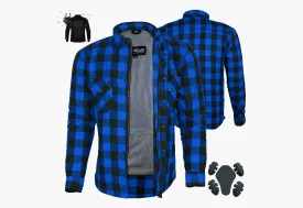 BGA Exo Protective Motorcycle Flannel Shirts Blue/Black