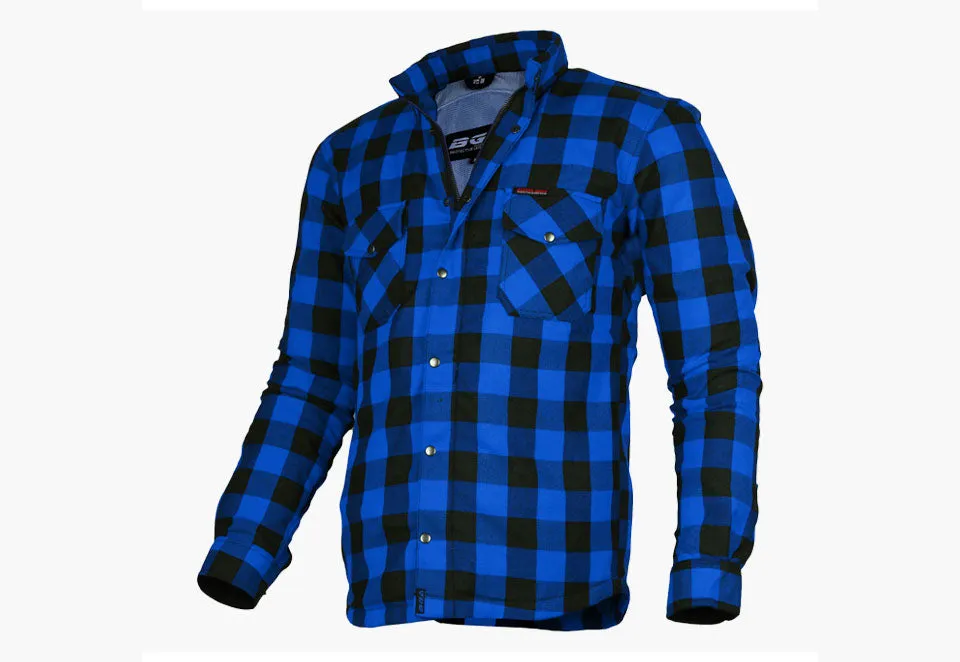 BGA Exo Protective Motorcycle Flannel Shirts Blue/Black