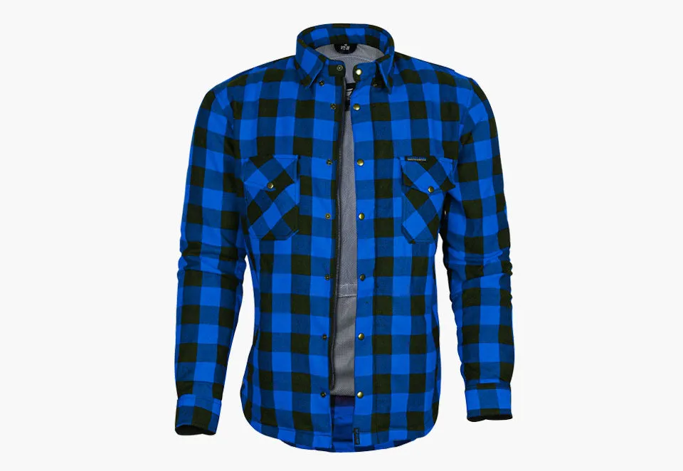 BGA Exo Protective Motorcycle Flannel Shirts Blue/Black