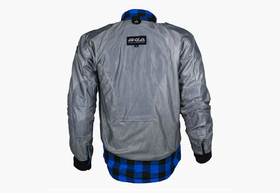 BGA Exo Protective Motorcycle Flannel Shirts Blue/Black