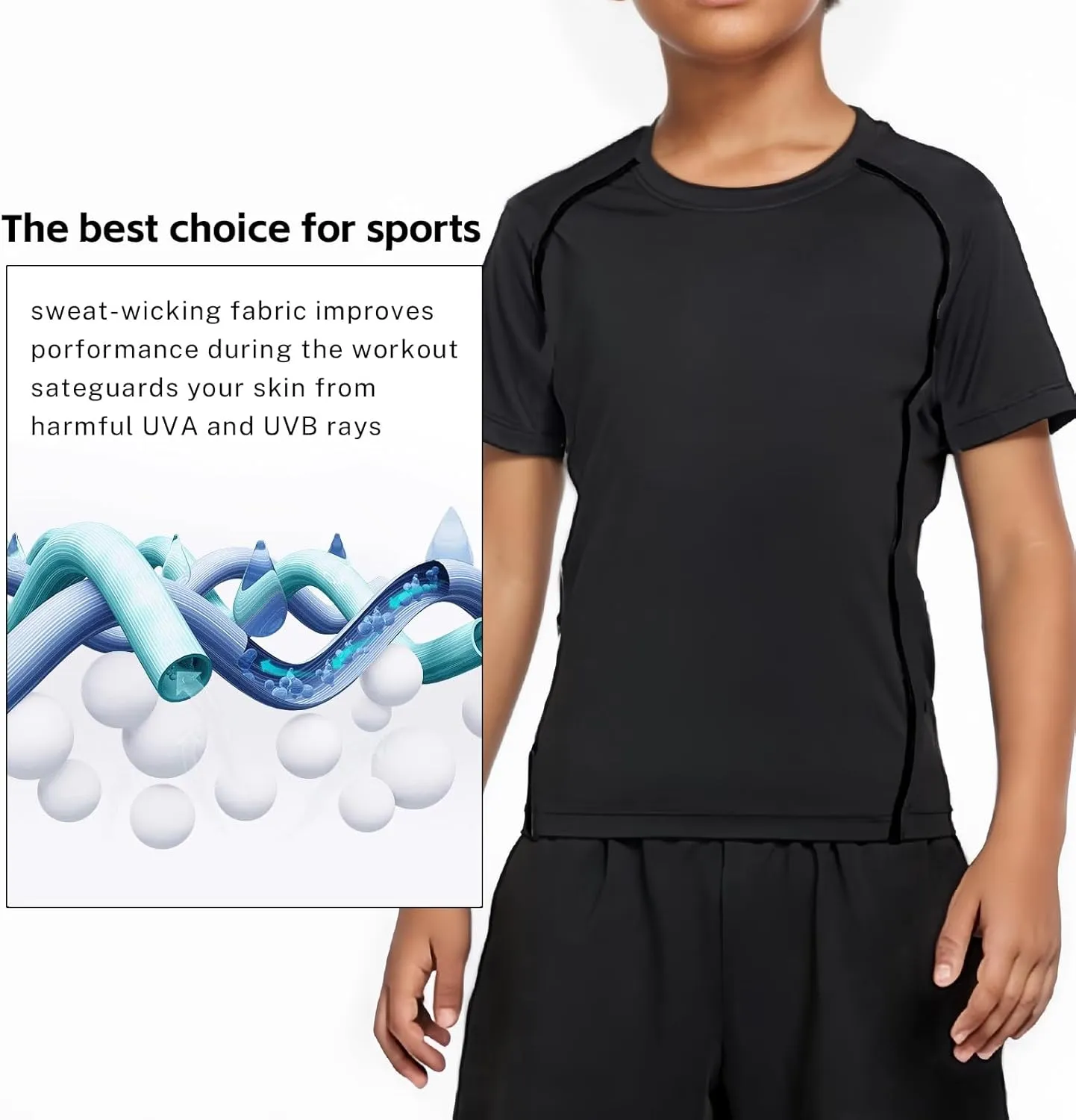 Boys Compression Shirt Short Sleeve Youth Athletic Undershirt Kids Quick Dry Athletic Base Layer T-Shirt for Sports