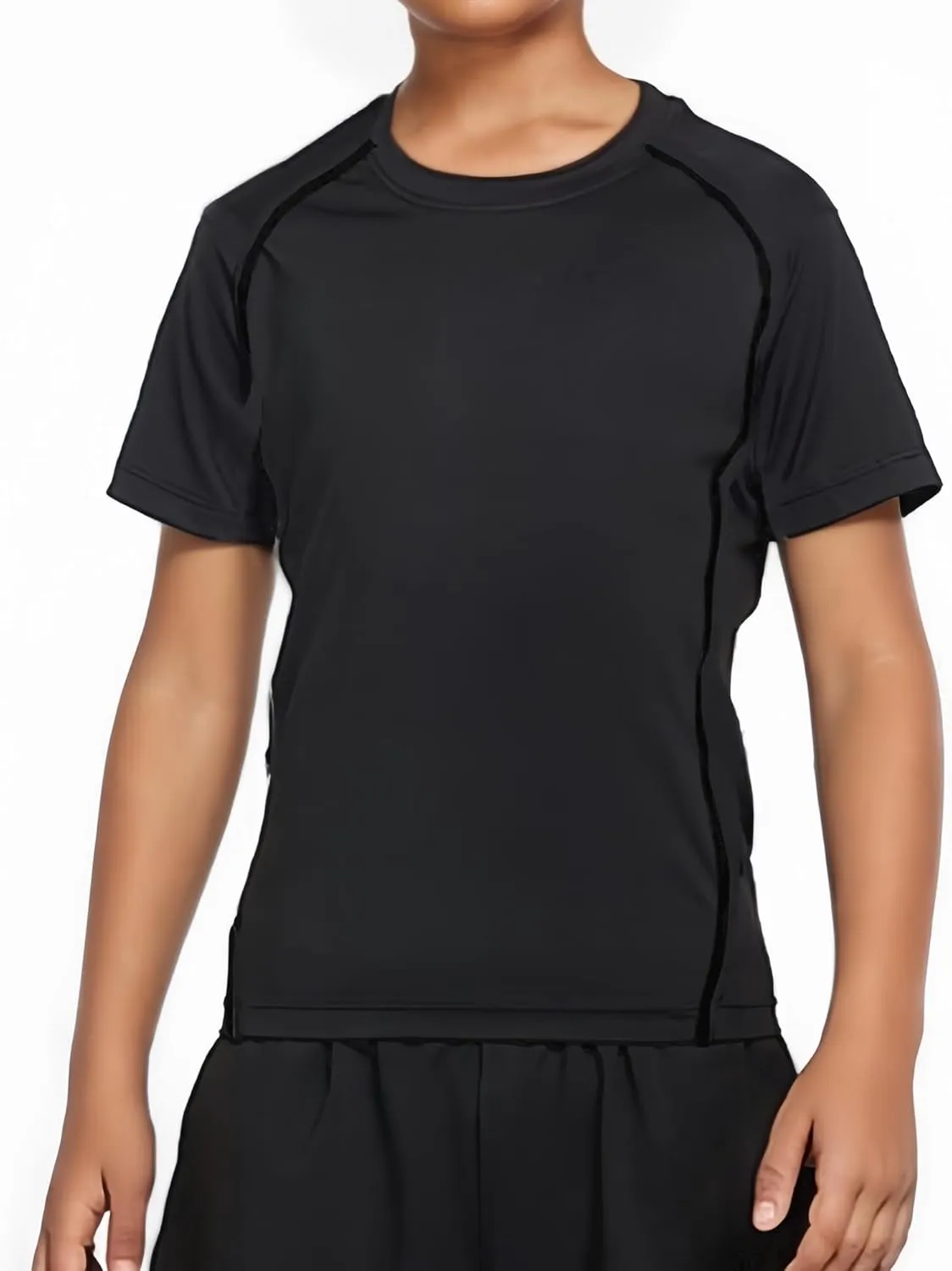 Boys Compression Shirt Short Sleeve Youth Athletic Undershirt Kids Quick Dry Athletic Base Layer T-Shirt for Sports