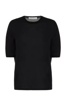 Brunner Knit T-Shirt in Black Cashmere Silk