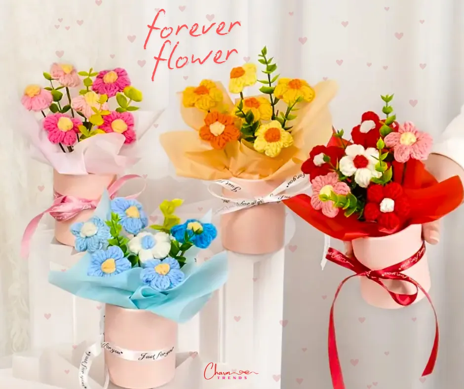 Charming Handmade Crochet Daisy Bouquet with Vase|Valentine'sDay💖