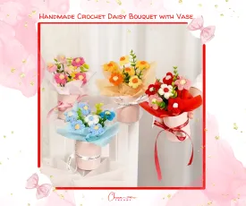 Charming Handmade Crochet Daisy Bouquet with Vase|Valentine'sDay💖