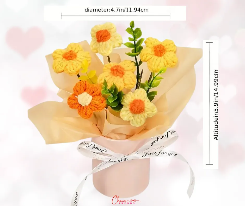 Charming Handmade Crochet Daisy Bouquet with Vase|Valentine'sDay💖