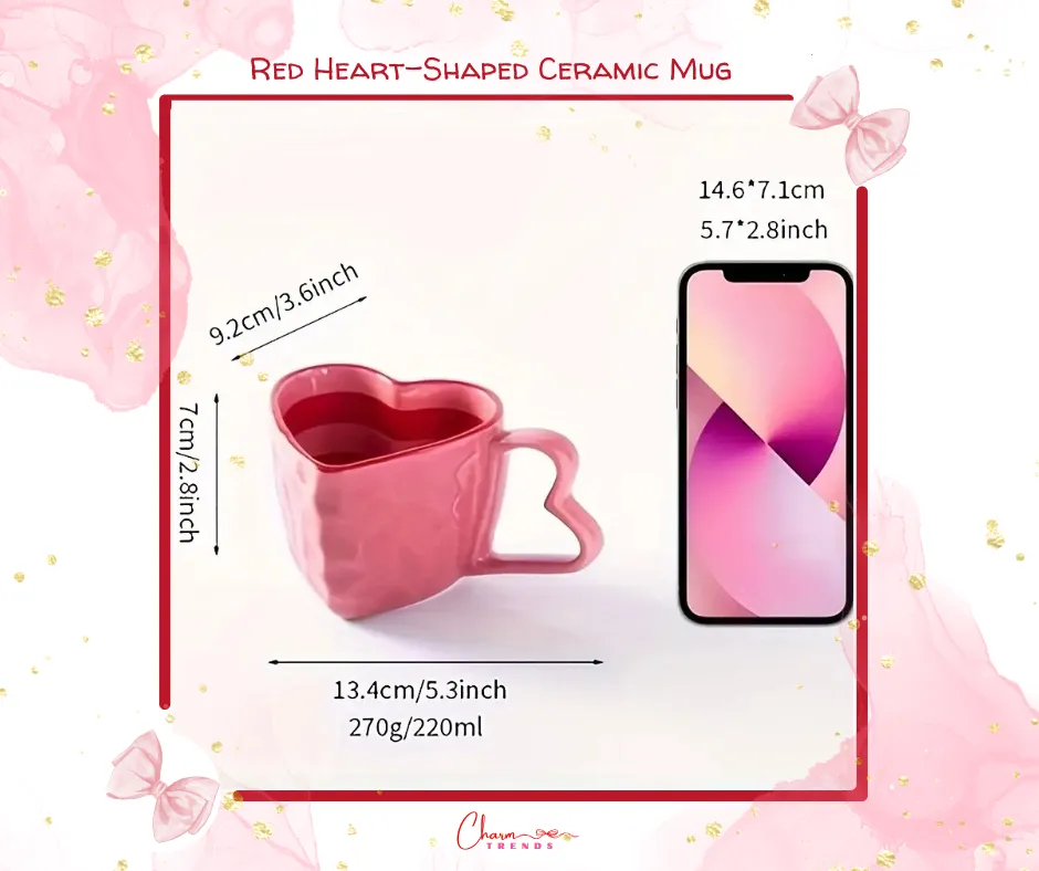 Charming Red Heart-Shaped Ceramic Mug ♥️💖