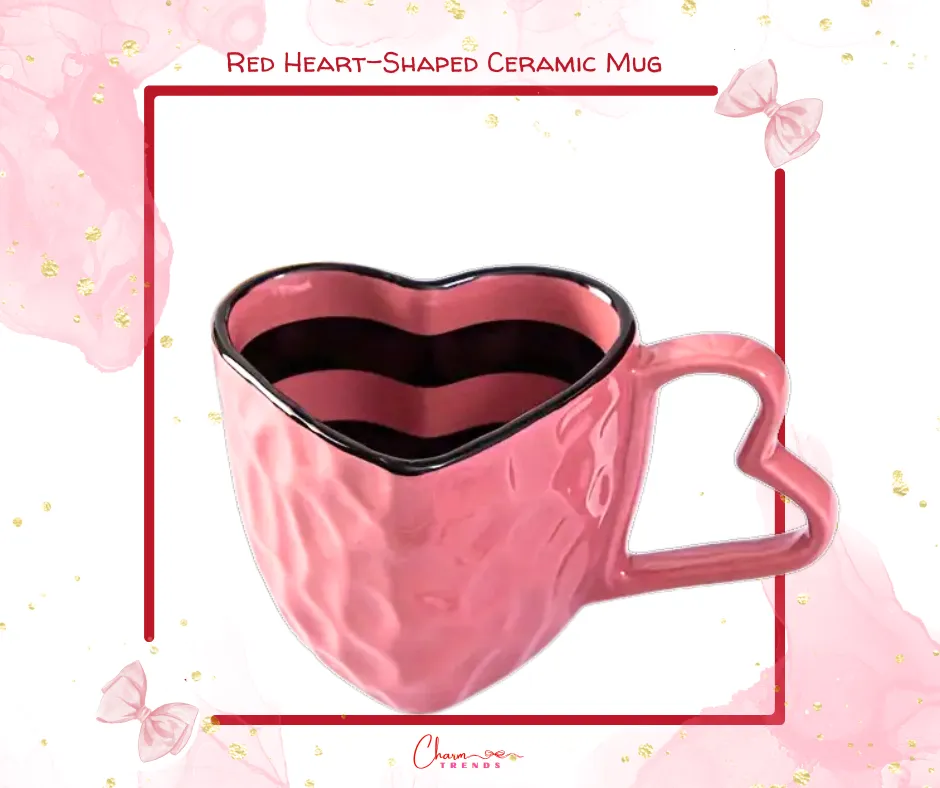 Charming Red Heart-Shaped Ceramic Mug ♥️💖