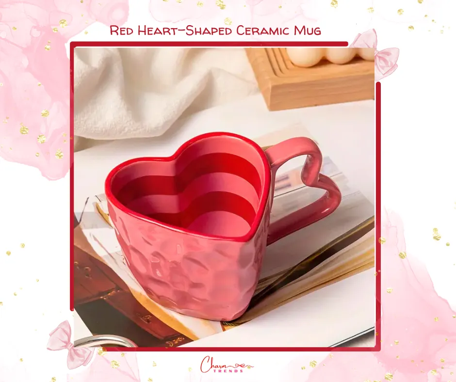 Charming Red Heart-Shaped Ceramic Mug ♥️💖