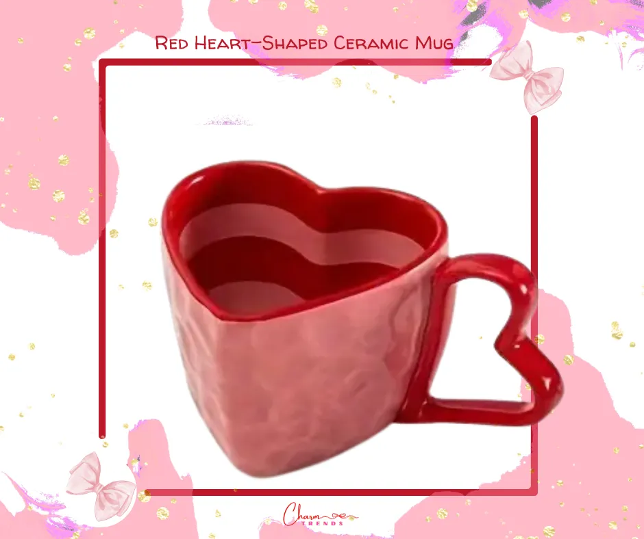 Charming Red Heart-Shaped Ceramic Mug ♥️💖