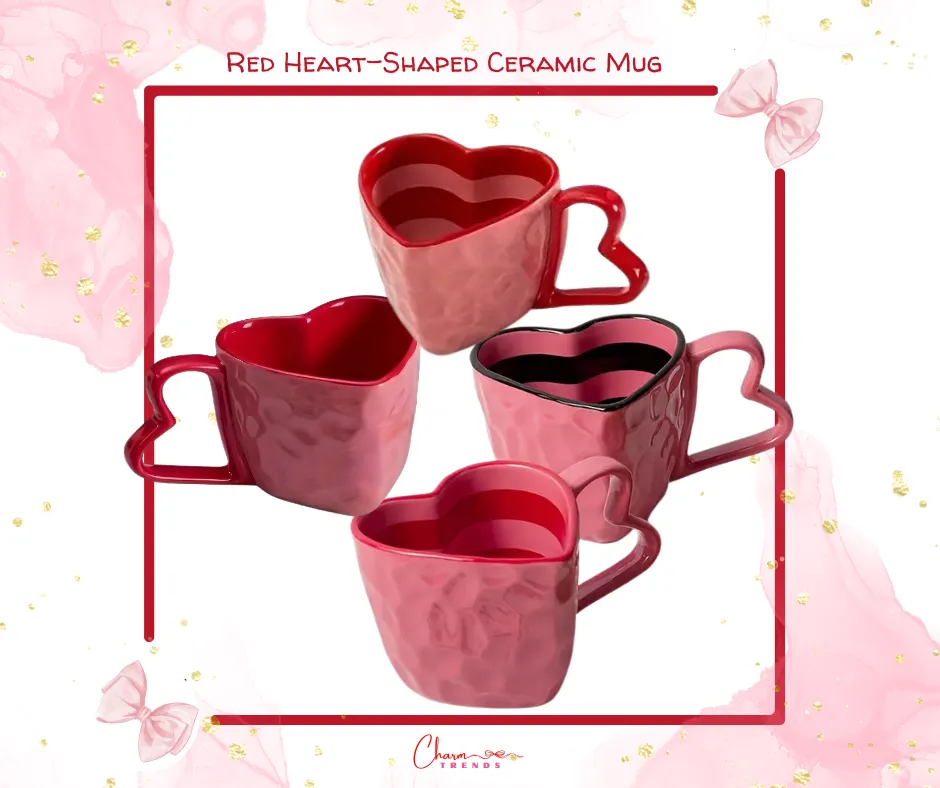 Charming Red Heart-Shaped Ceramic Mug ♥️💖