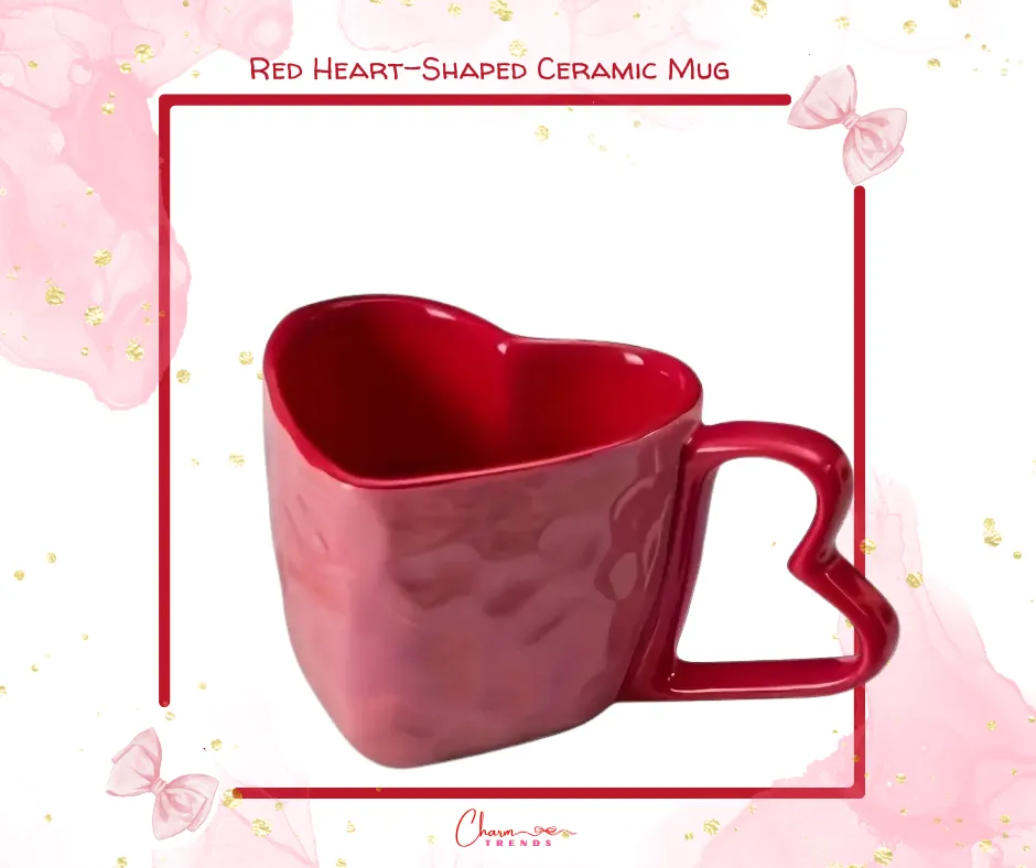 Charming Red Heart-Shaped Ceramic Mug ♥️💖