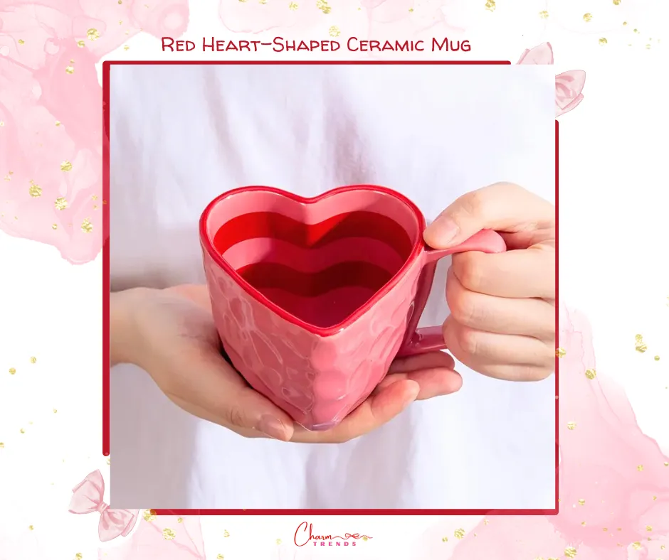 Charming Red Heart-Shaped Ceramic Mug ♥️💖
