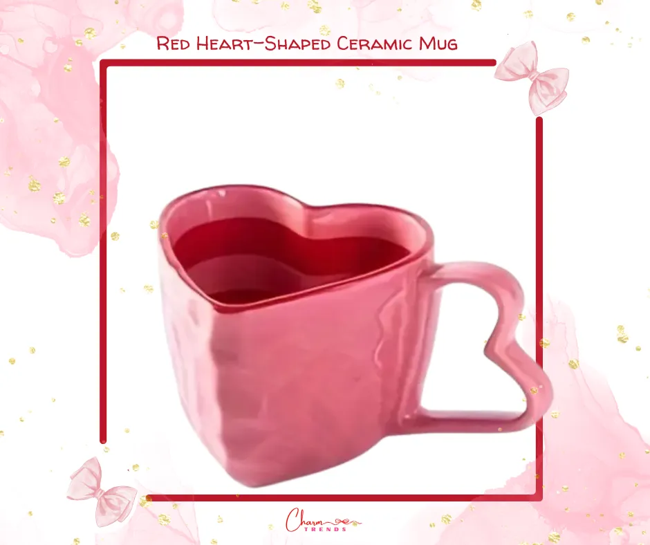 Charming Red Heart-Shaped Ceramic Mug ♥️💖