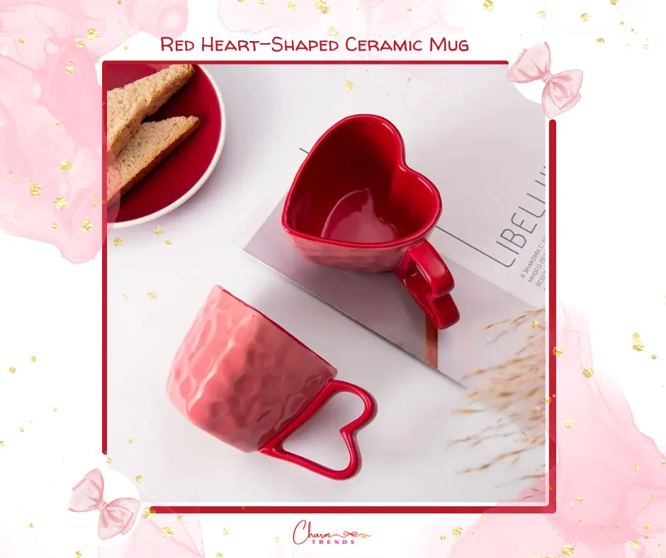 Charming Red Heart-Shaped Ceramic Mug ♥️💖