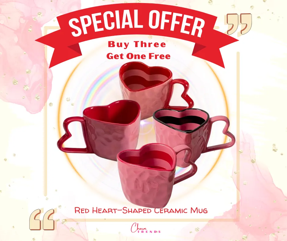 Charming Red Heart-Shaped Ceramic Mug ♥️💖