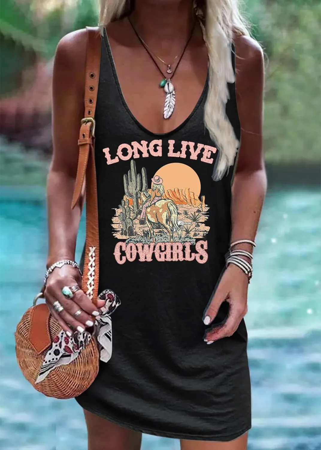 CHUNTIANRAN Mini Dress for Women Summer Beach Vacation T Shirts Sundress Sexy V Neck Sleeveless Tanks Dresses