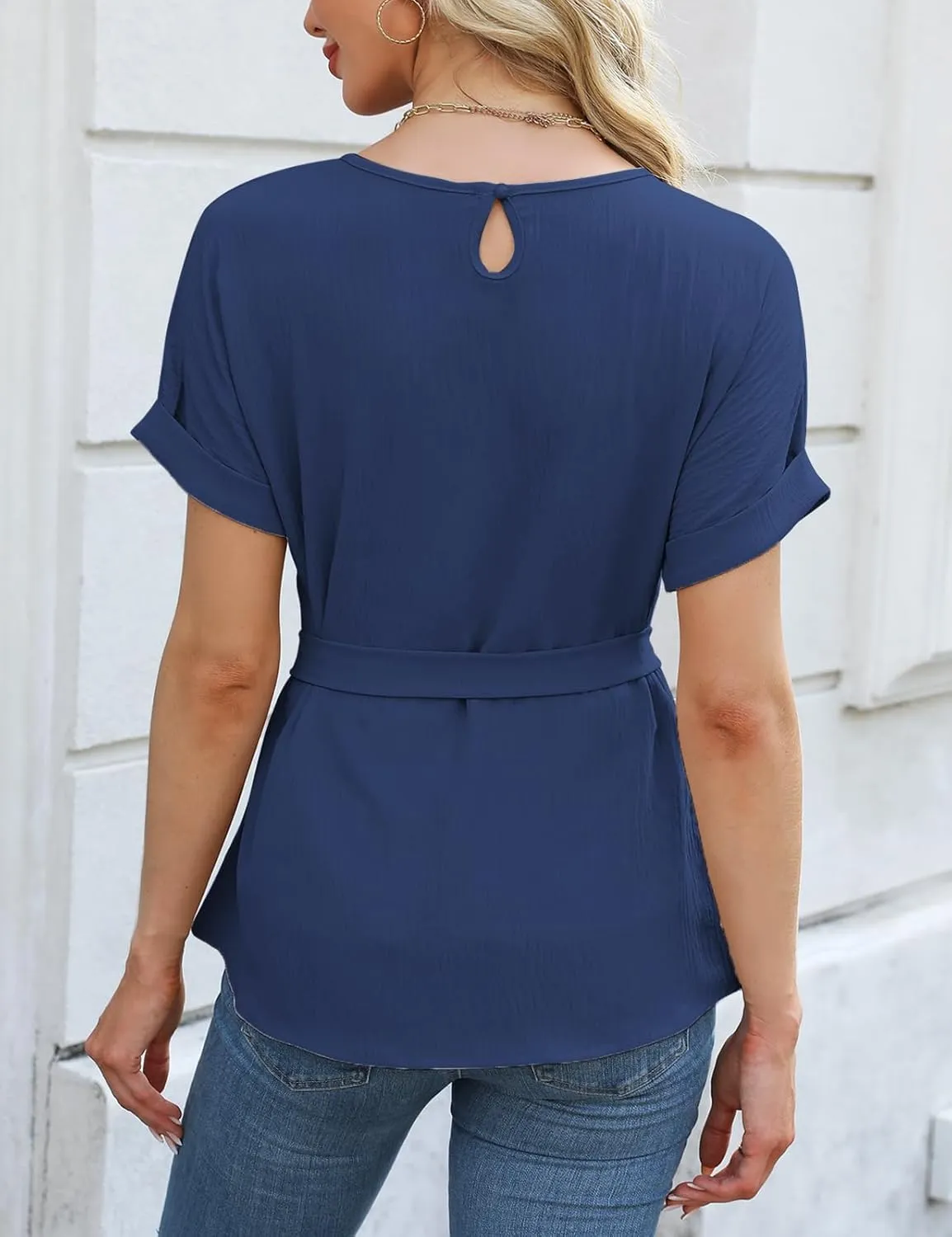 CiCiBird Women Dressy Casual Blouses Summer Peplum Tops Work Pleated Blouse
