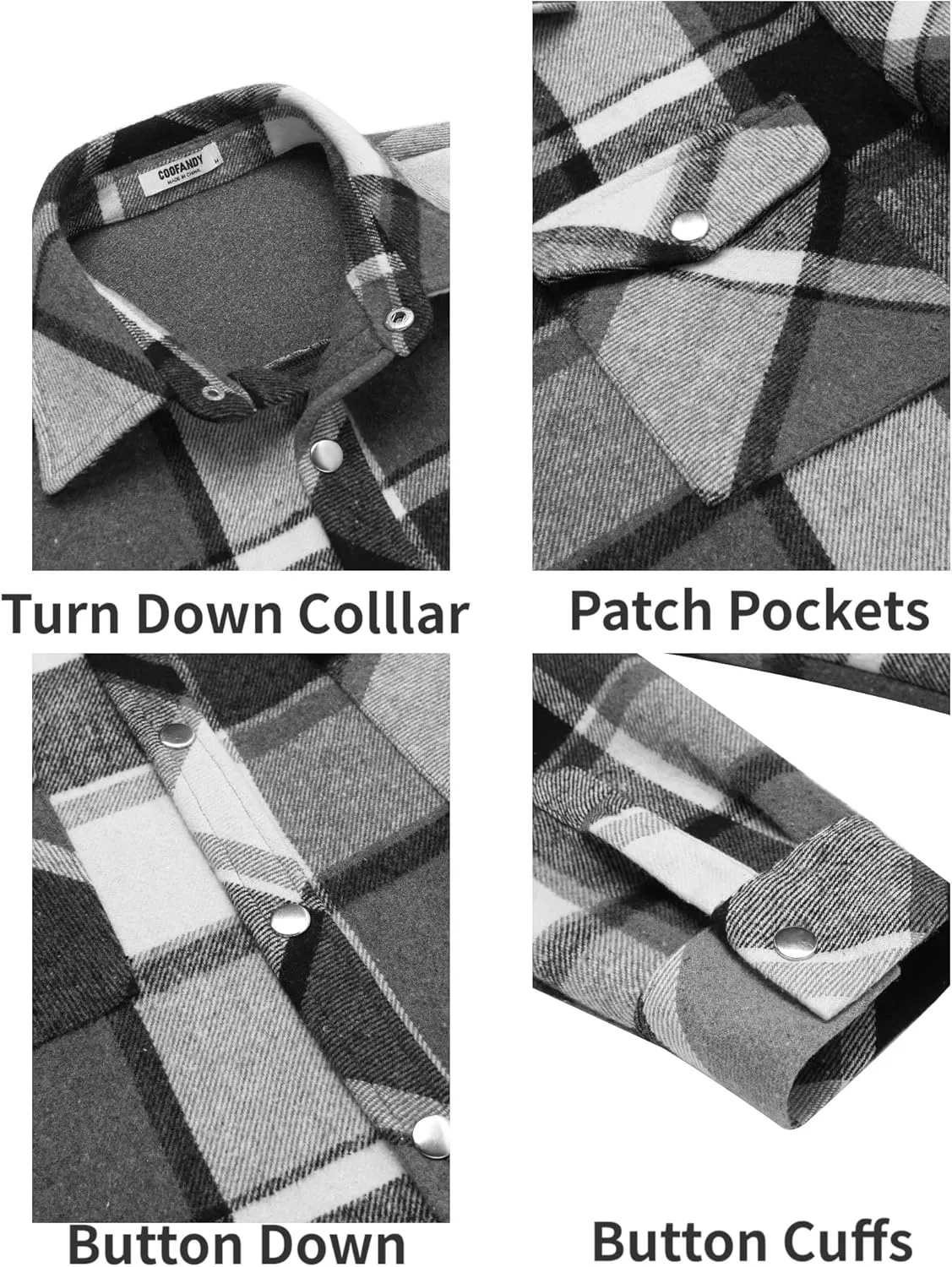 COOFANDY Mens Flannel Shirt Jacket Casual Button Down Plaid Shirt Jackets Warm Lined Sherpa Shacket with Pockets