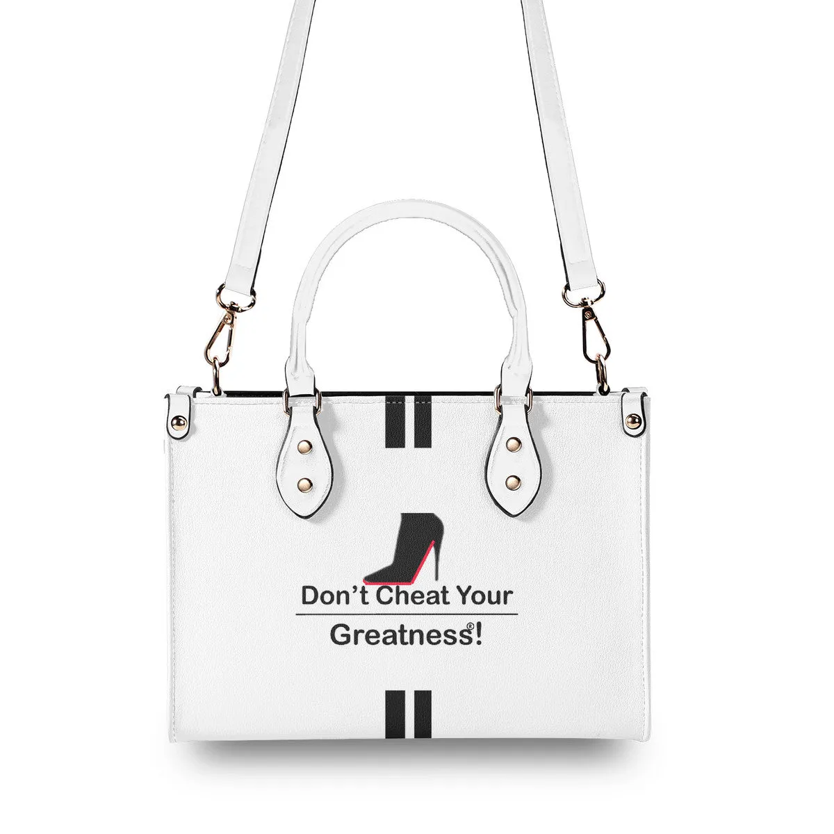DCYG Black Red Bottoms & White Multiple Sizes Upgraded Luxury Women PU Leather Handbag