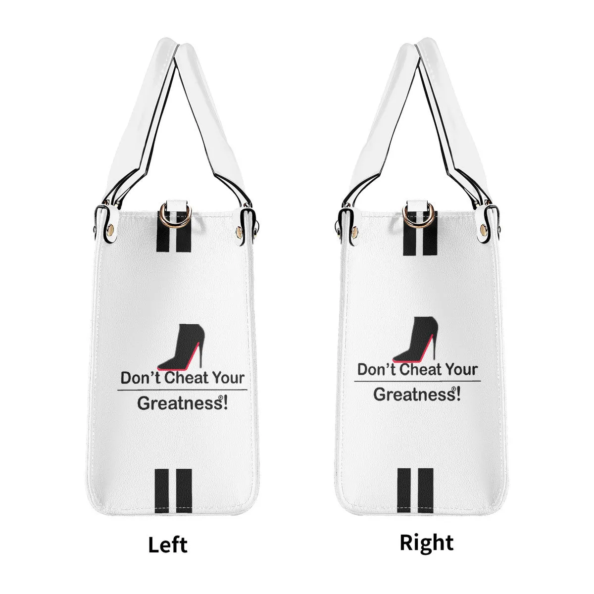 DCYG Black Red Bottoms & White Multiple Sizes Upgraded Luxury Women PU Leather Handbag