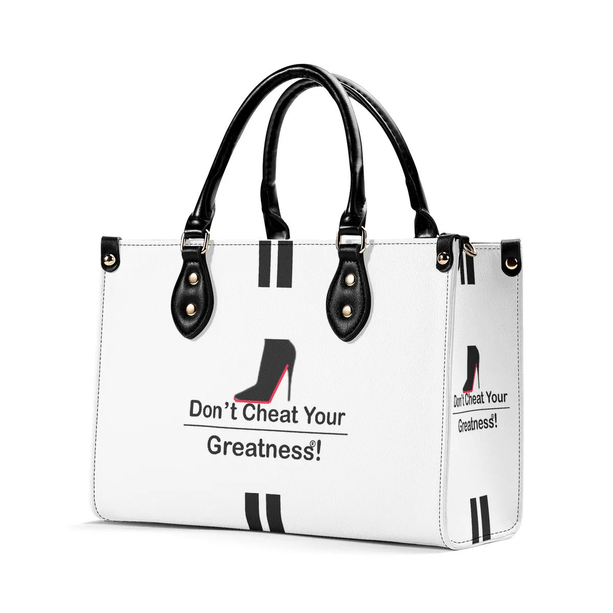 DCYG Black Red Bottoms & White Multiple Sizes Upgraded Luxury Women PU Leather Handbag