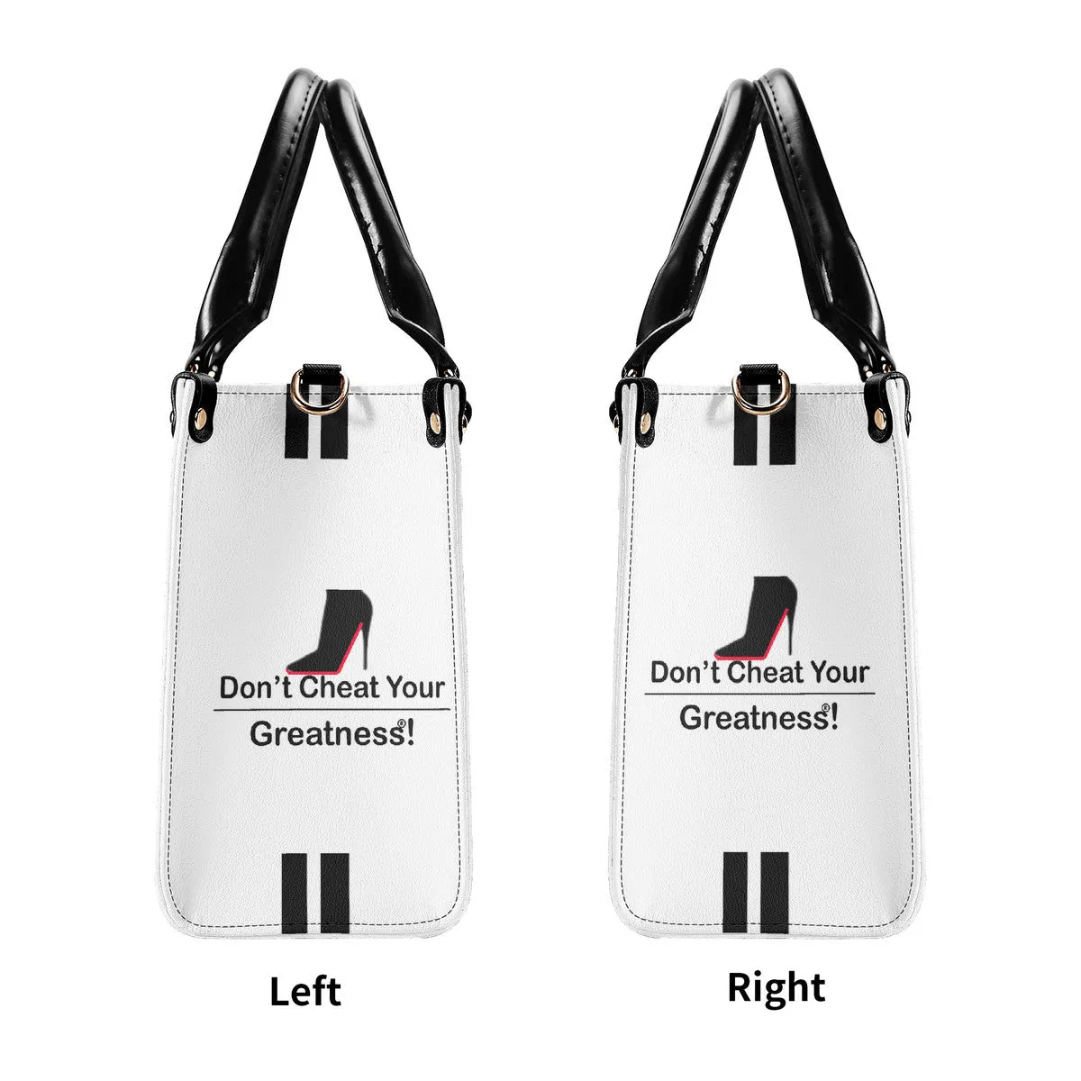 DCYG Black Red Bottoms & White Multiple Sizes Upgraded Luxury Women PU Leather Handbag