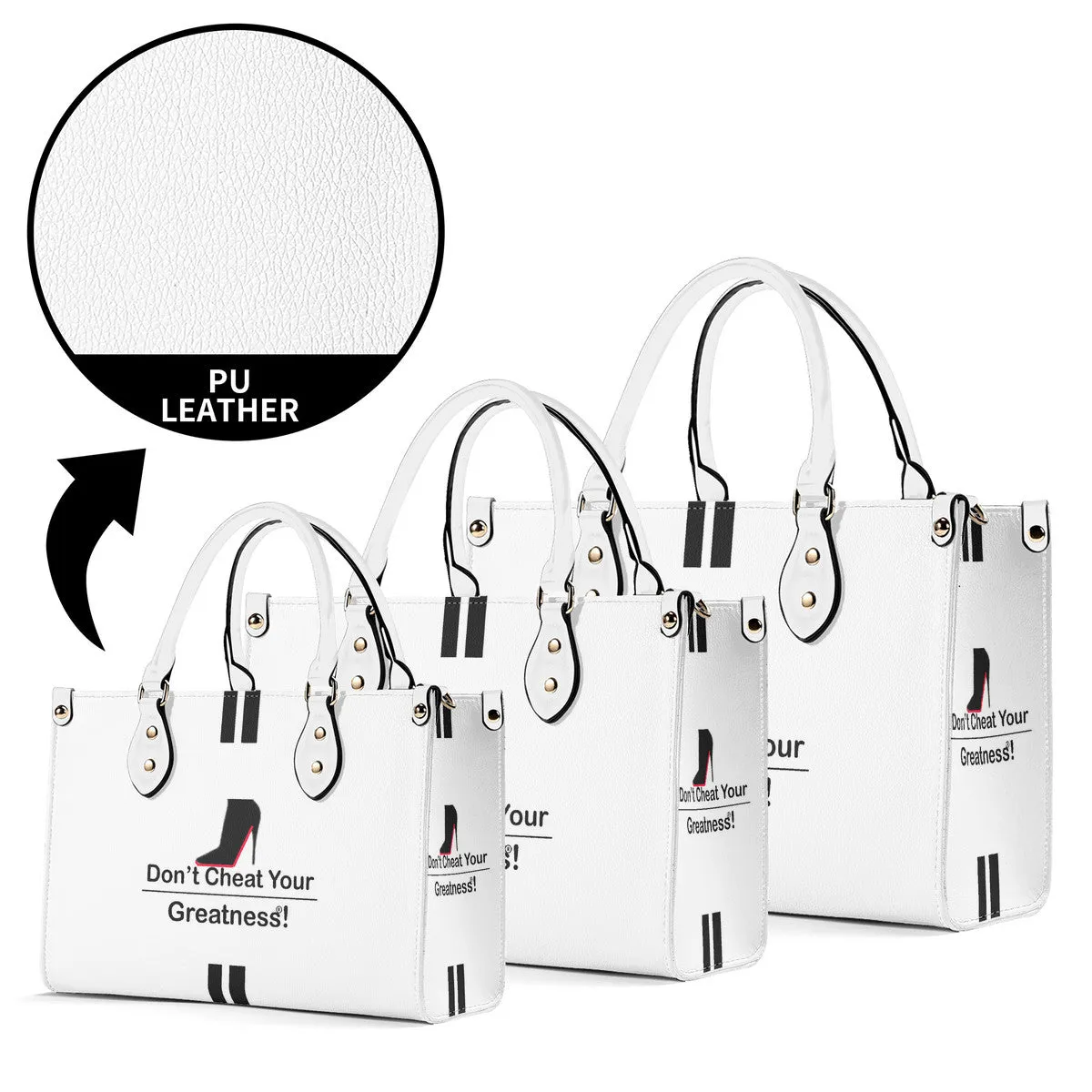 DCYG Black Red Bottoms & White Multiple Sizes Upgraded Luxury Women PU Leather Handbag
