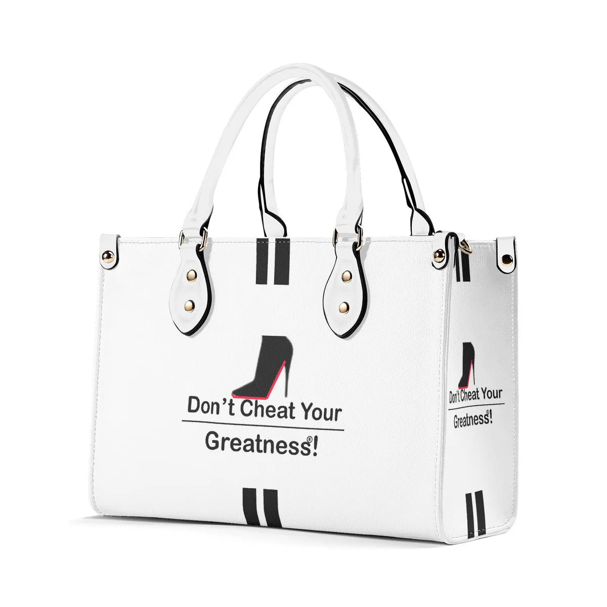 DCYG Black Red Bottoms & White Multiple Sizes Upgraded Luxury Women PU Leather Handbag