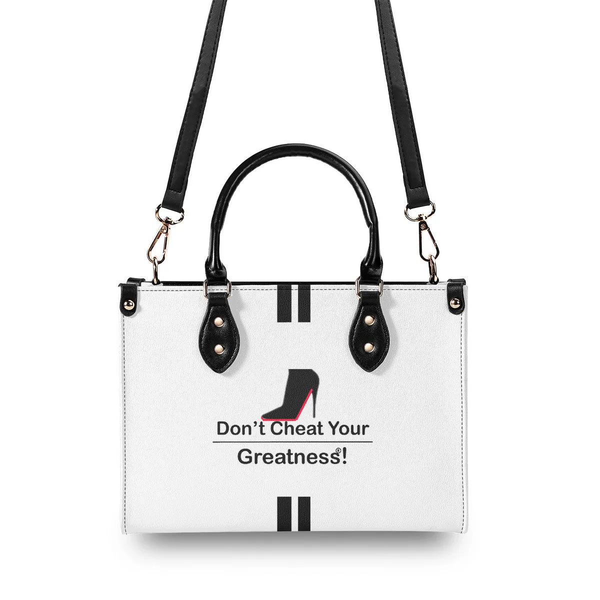 DCYG Black Red Bottoms & White Multiple Sizes Upgraded Luxury Women PU Leather Handbag