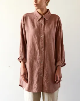 Delphine Oversized Overlay Shirt, Baked Coral