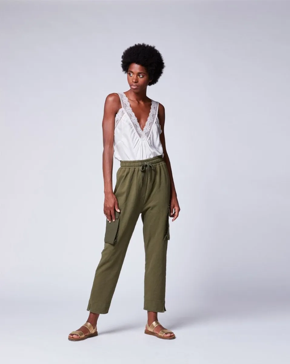 Drawstring Cargo Pants with Canvas Pockets