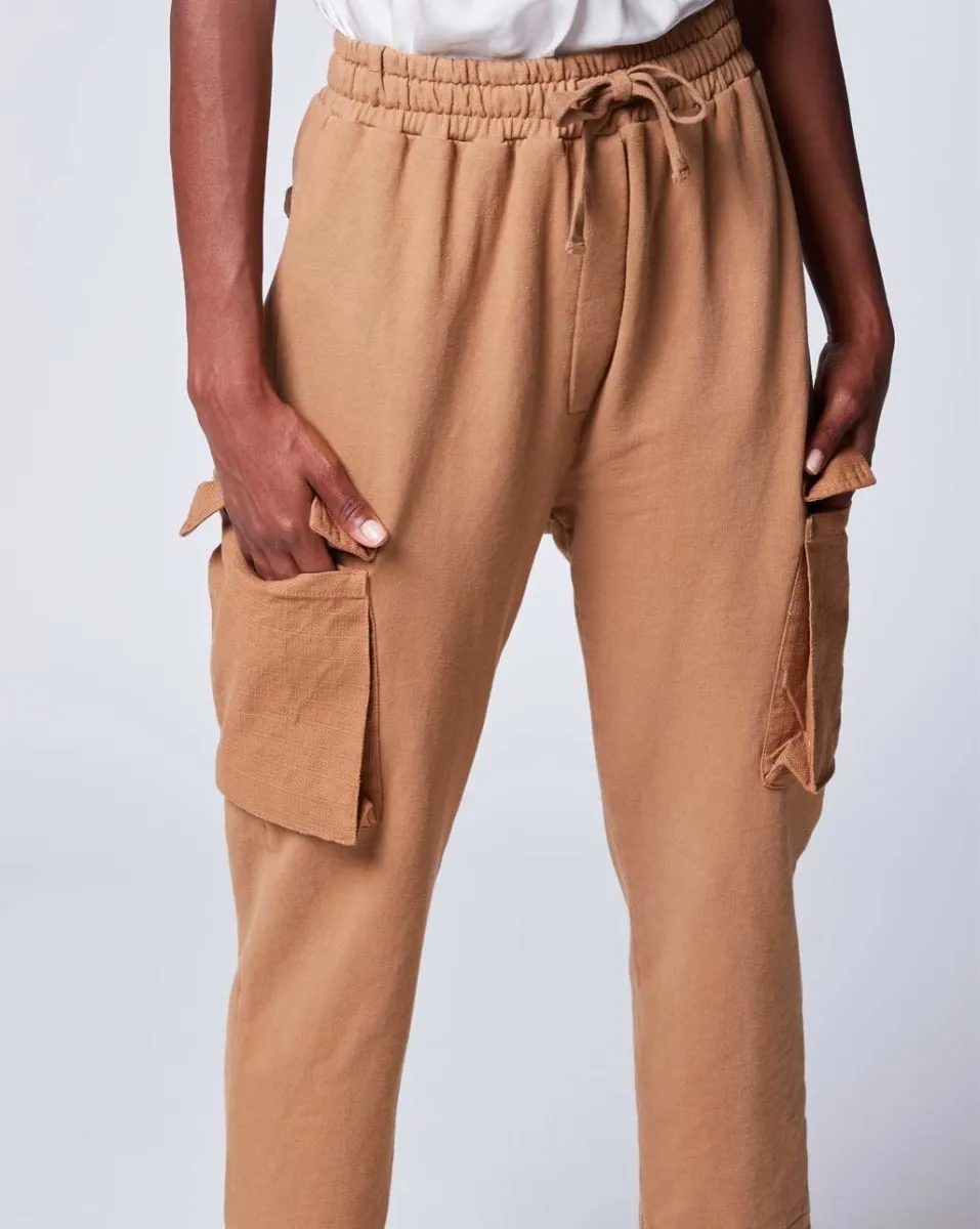 Drawstring Cargo Pants with Canvas Pockets