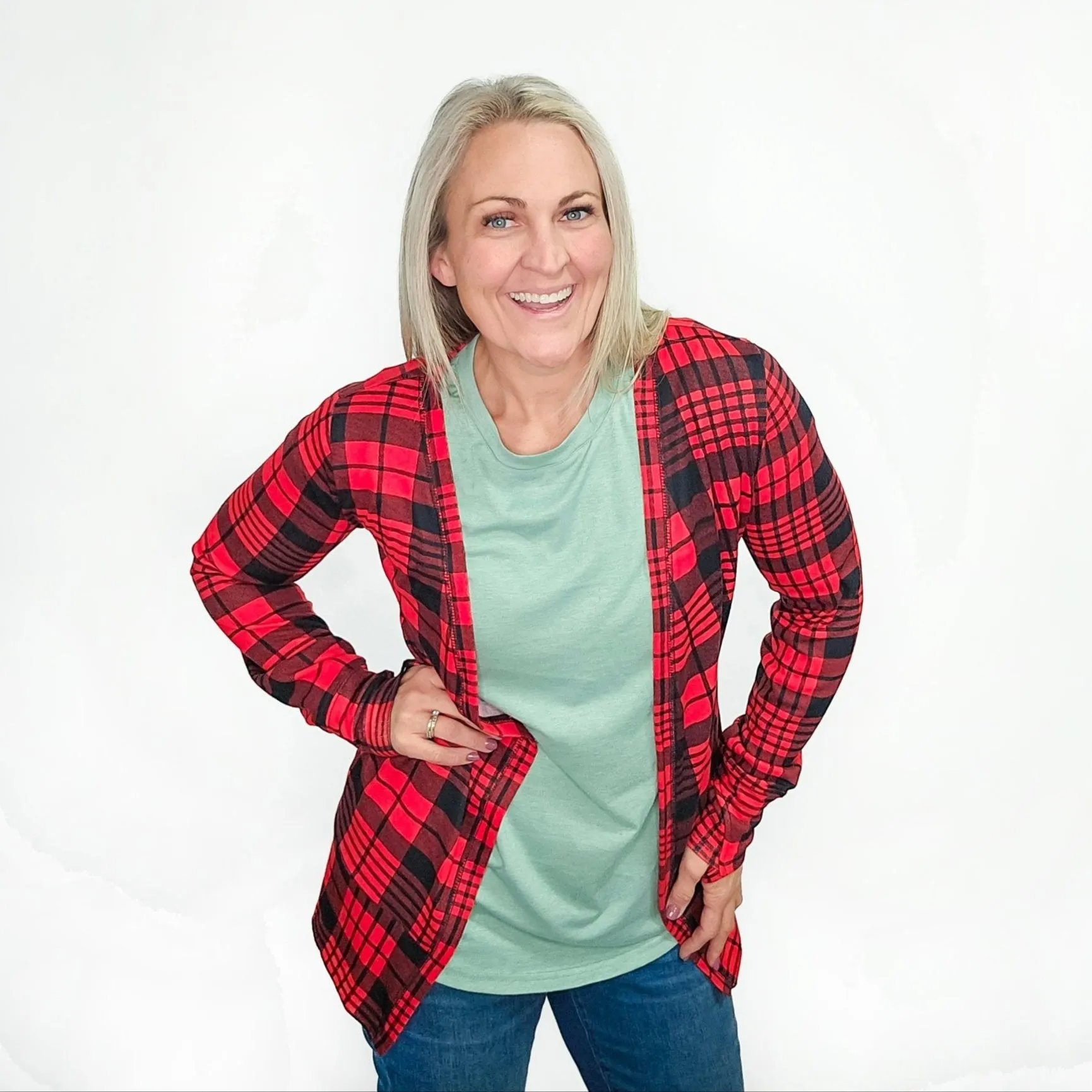 Essentials Cardigan Buffalo Print