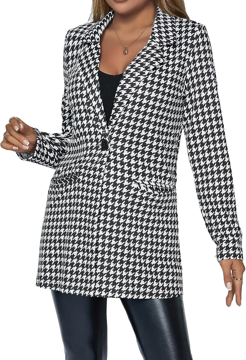 Floerns Women's Casual Work Office Open Front Striped Blazer