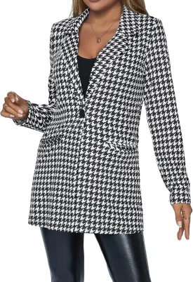 Floerns Women's Casual Work Office Open Front Striped Blazer