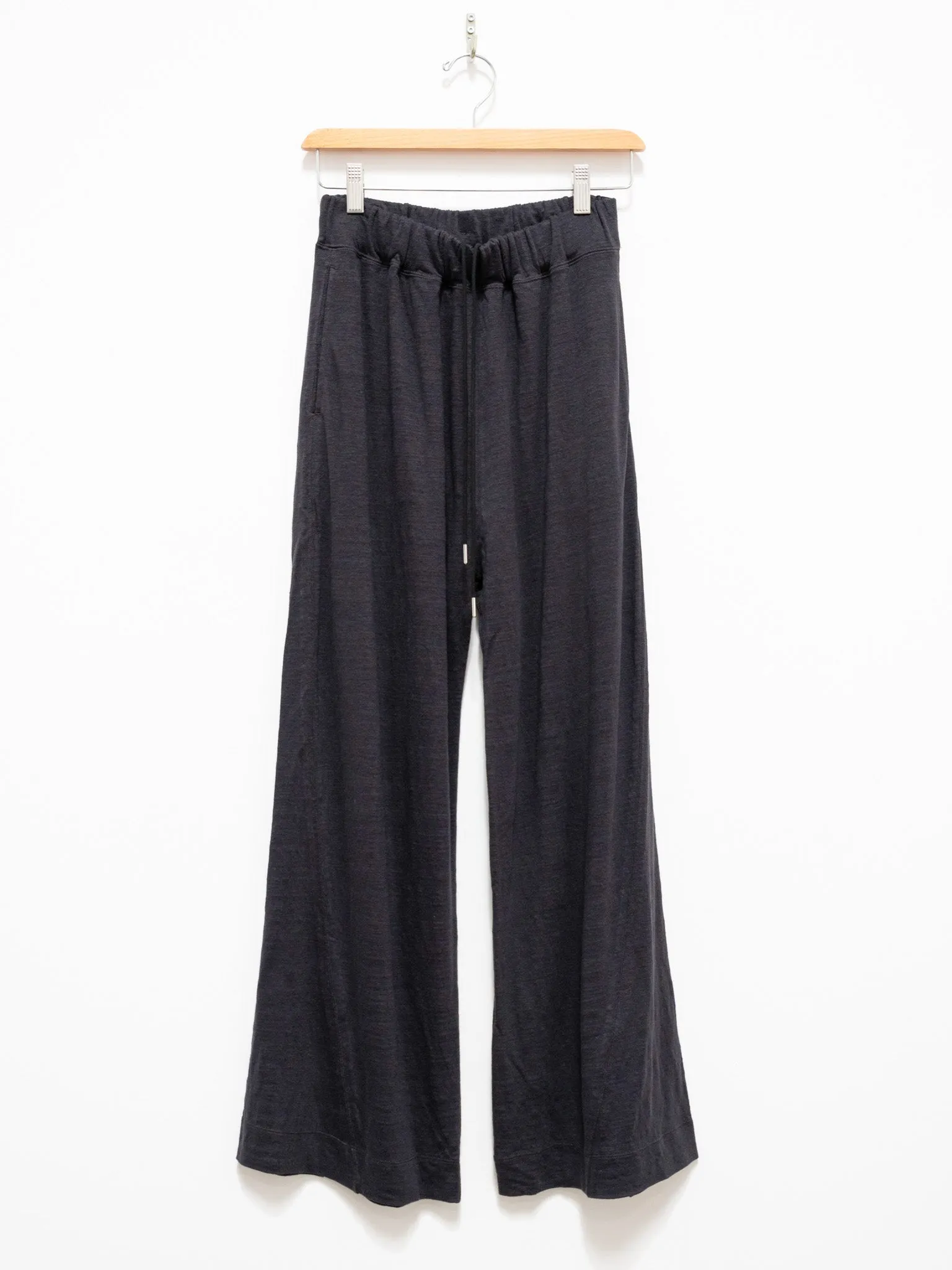 French Linen Jersey Wide Leg Pants - Charcoal Black