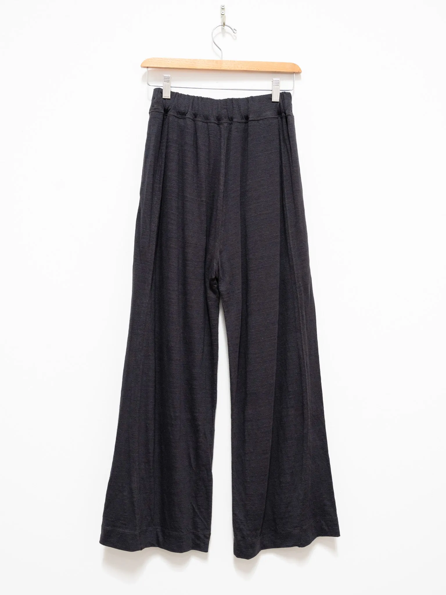 French Linen Jersey Wide Leg Pants - Charcoal Black