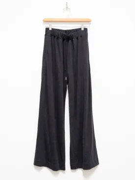 French Linen Jersey Wide Leg Pants - Charcoal Black