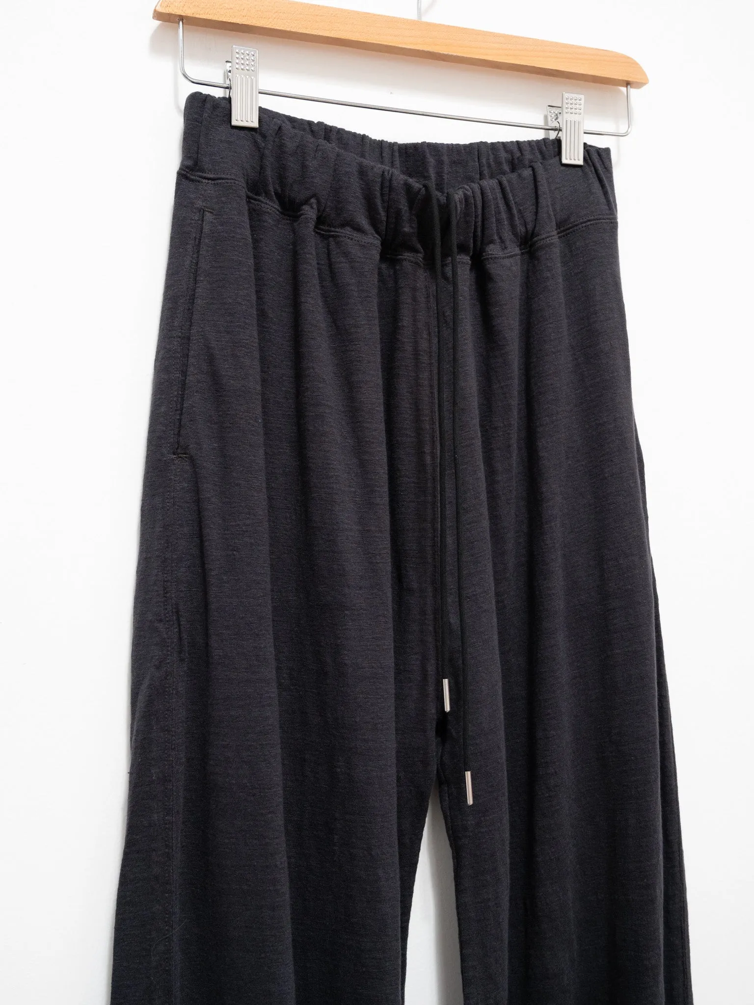 French Linen Jersey Wide Leg Pants - Charcoal Black