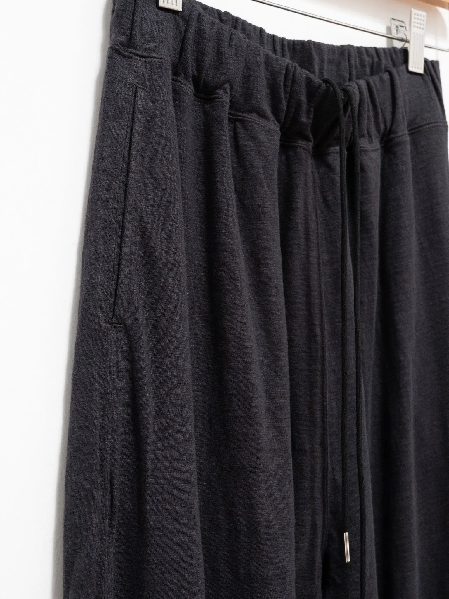 French Linen Jersey Wide Leg Pants - Charcoal Black
