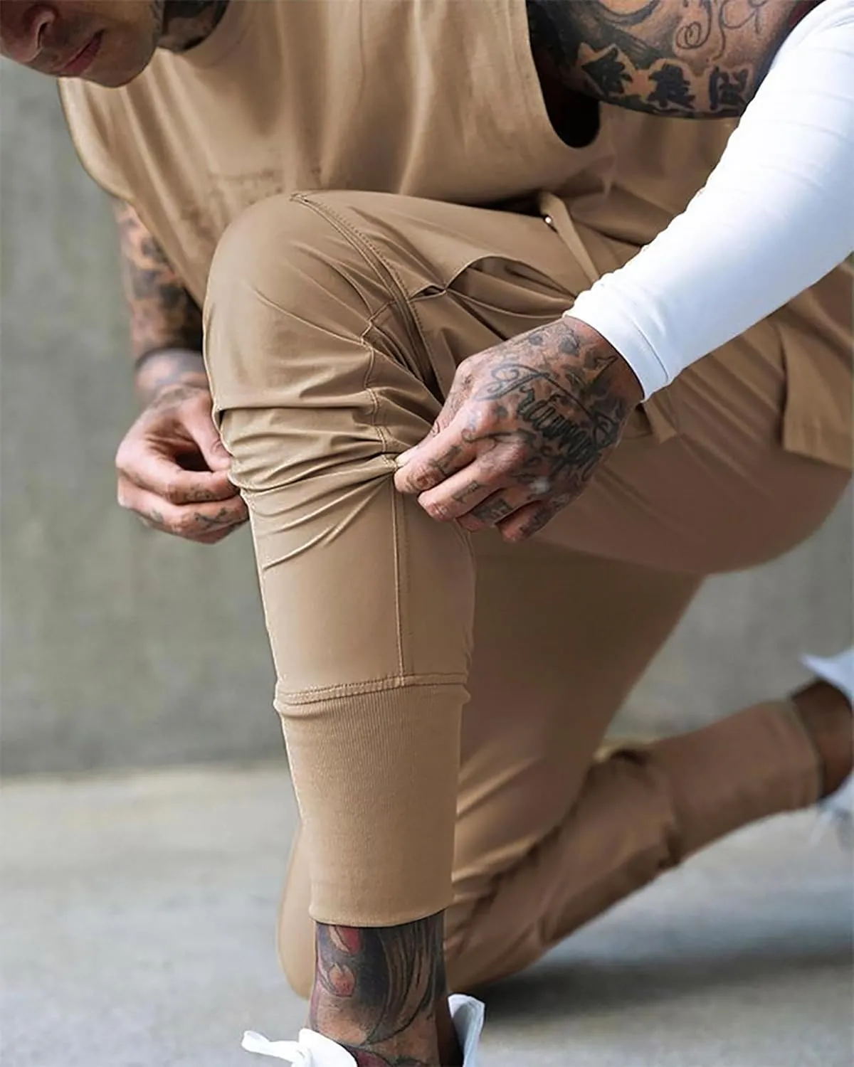 GINTPK Men Cargo Jogger Lightweight Tapered Hiking Pants Sport Running Quick Dry Sweatpants for Training