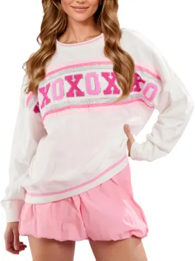LILTWIST Cute Heart Graphic Sweatshirts Holiday Love Sweater Shirts for Women Sequin Cowboy Boots Long Sleeve Tops with Heart