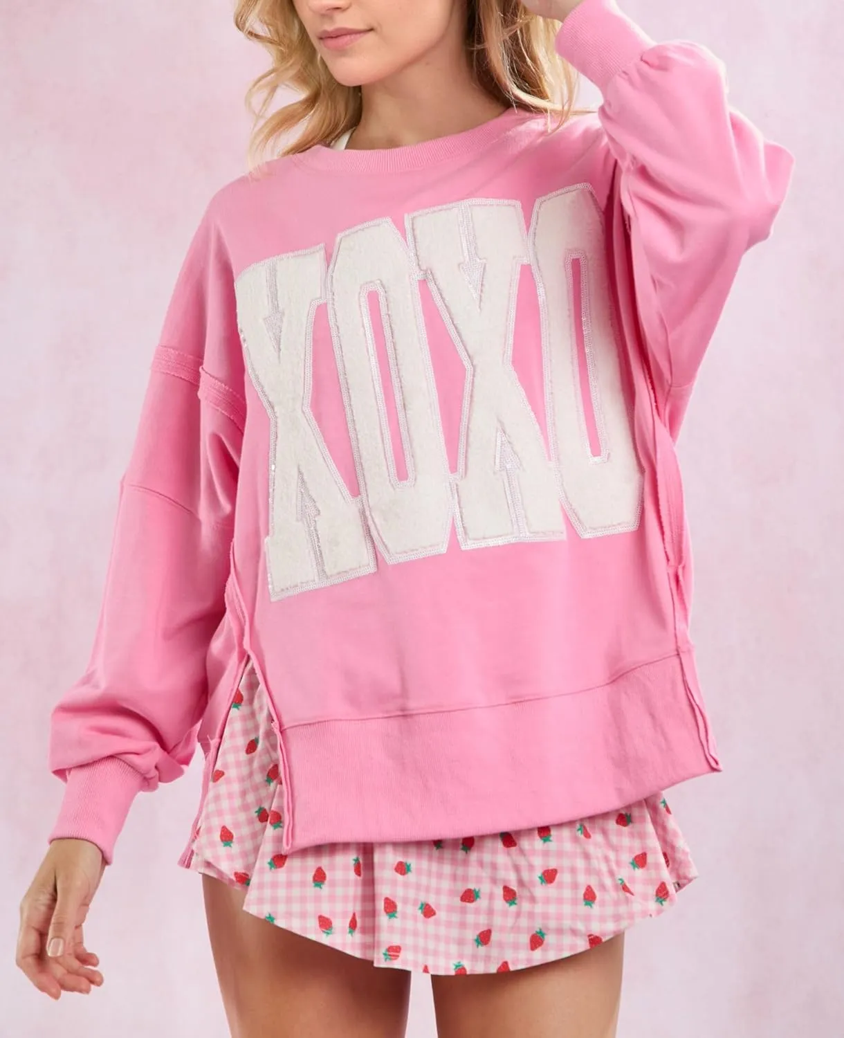 LILTWIST Cute Heart Graphic Sweatshirts Holiday Love Sweater Shirts for Women Sequin Cowboy Boots Long Sleeve Tops with Heart