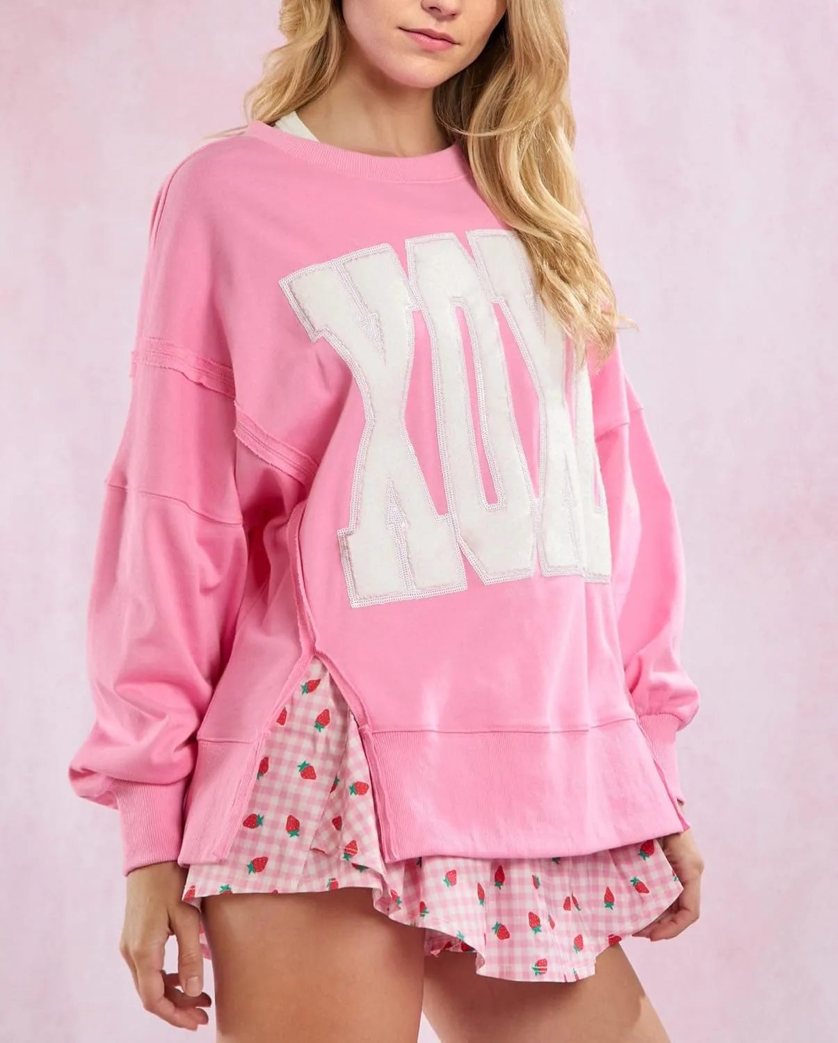 LILTWIST Cute Heart Graphic Sweatshirts Holiday Love Sweater Shirts for Women Sequin Cowboy Boots Long Sleeve Tops with Heart
