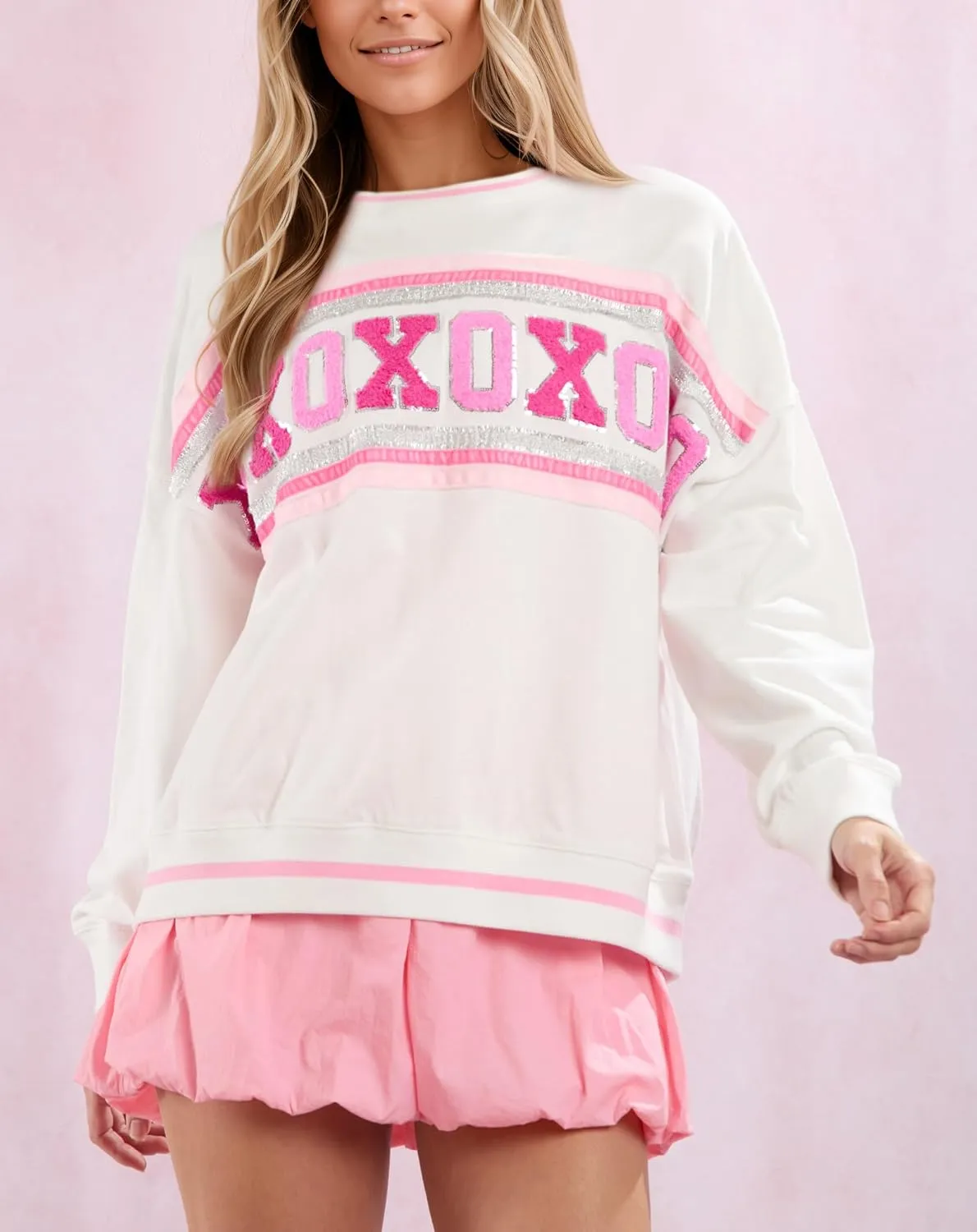 LILTWIST Cute Heart Graphic Sweatshirts Holiday Love Sweater Shirts for Women Sequin Cowboy Boots Long Sleeve Tops with Heart