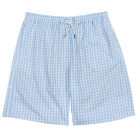 Men's 8" Swim Trunks Boxer Brief Liner | "Blue Gingham"